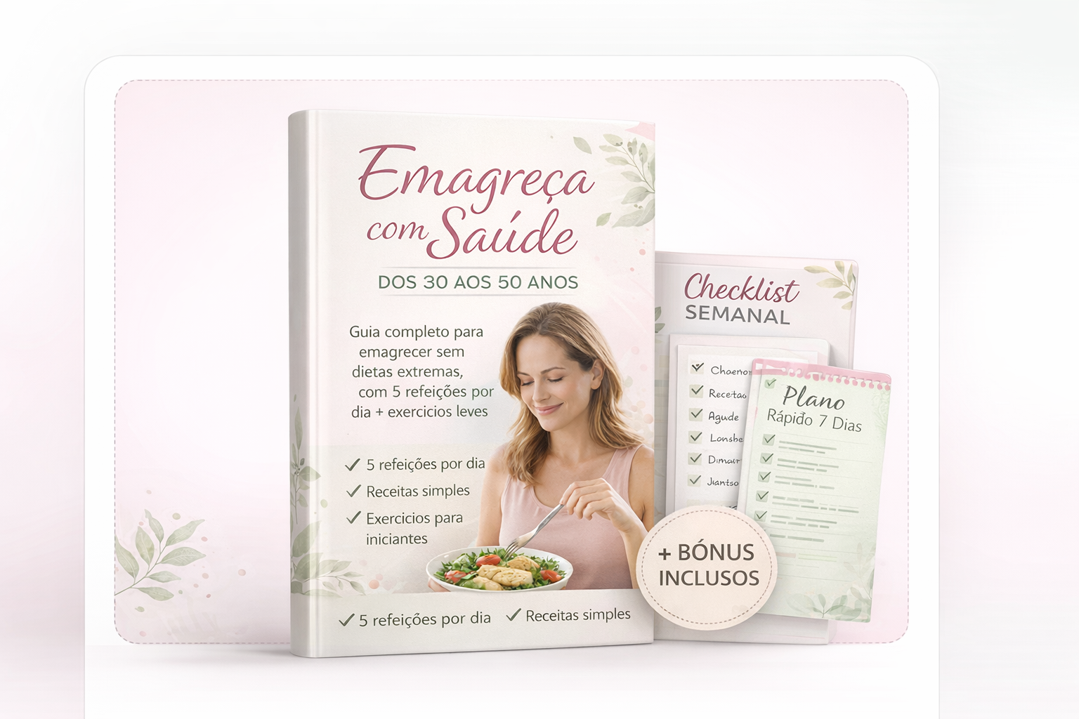 Mockup do ebook Emagreça com Saúde dos 30 aos 50 anos